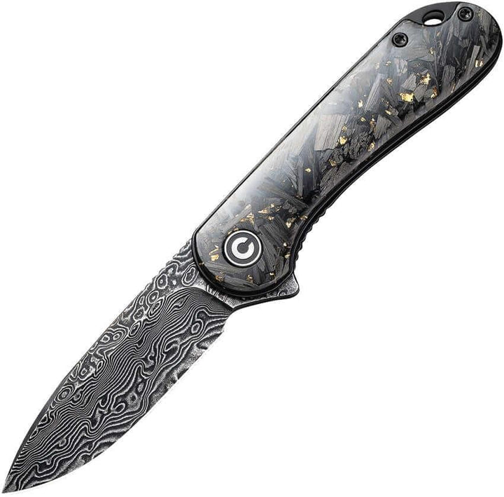 Civivi Elementum Linerlock Shredded CF And Golden Resin Damascus - Knives.mx
