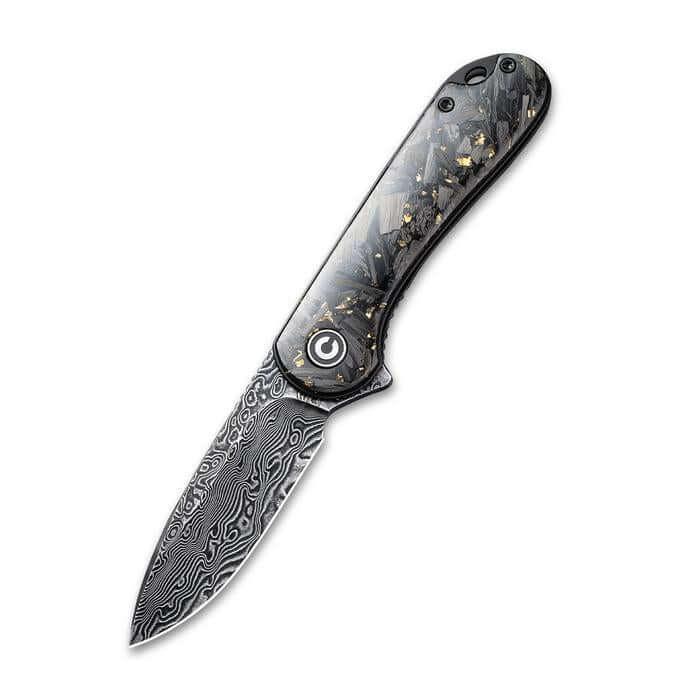 Civivi Elementum Linerlock Shredded CF And Golden Resin Damascus - Knives.mx