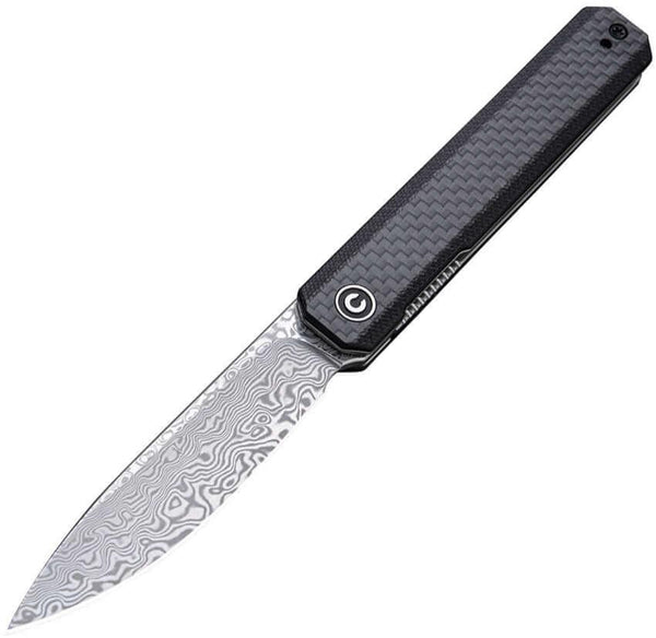 Civivi Exarch Liner Lock Twill Carbon Fiber Overlay On Black G10 Damascus - Knives.mx