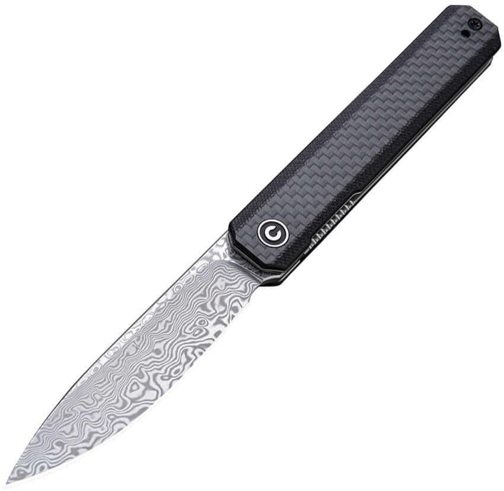 Civivi Exarch Liner Lock Twill Carbon Fiber Overlay On Black G10 Damascus - Knives.mx