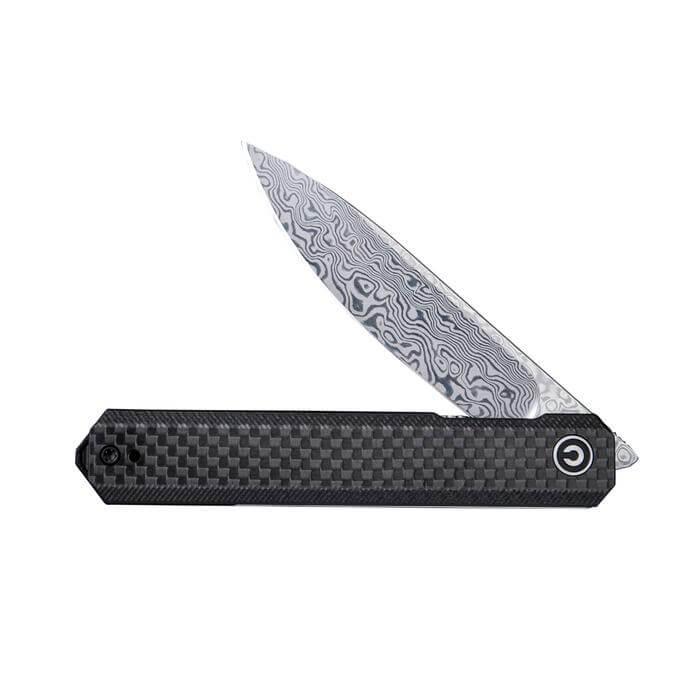 Civivi Exarch Liner Lock Twill Carbon Fiber Overlay On Black G10 Damascus - Knives.mx