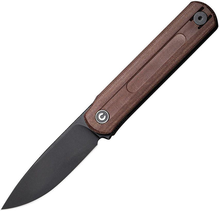 Civivi Foldis Slip Joint Brown Linen Micarta Black Stonewashed Drop Point Nitro-V - Knives.mx