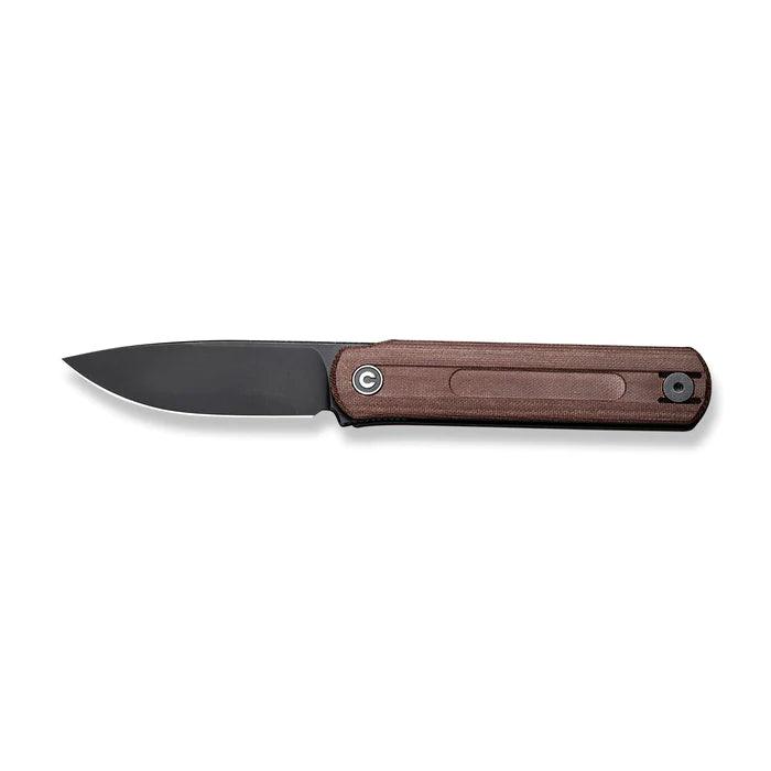 Civivi Foldis Slip Joint Brown Linen Micarta Black Stonewashed Drop Point Nitro-V - Knives.mx