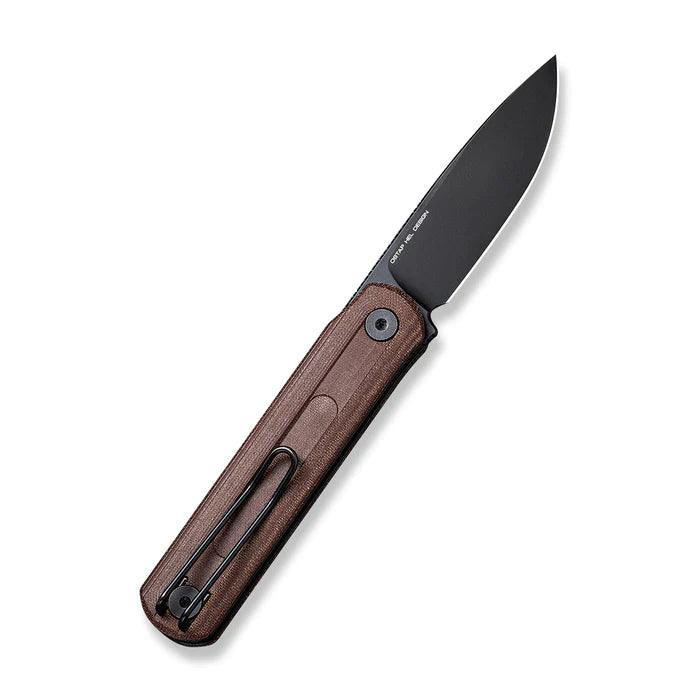 Civivi Foldis Slip Joint Brown Linen Micarta Black Stonewashed Drop Point Nitro-V - Knives.mx