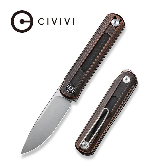 Civivi Foldis Slip Joint Rubbed Copper Silver Bead Blasted Drop Point Nitro-V - Knives.mx