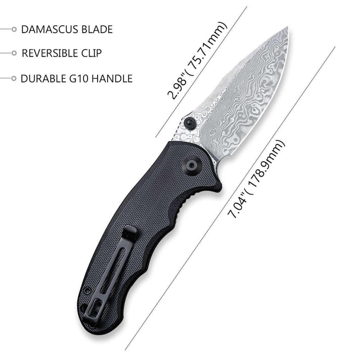 Civivi Hooligan Linerlock Black G10 Damascus - Knives.mx