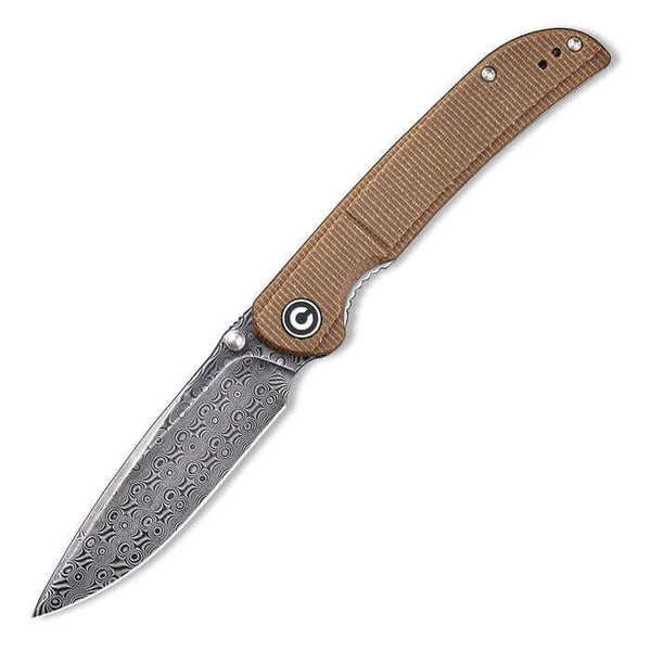 Civivi Imperium Linerlock Brown Micarta Damascus steel - Knives.mx
