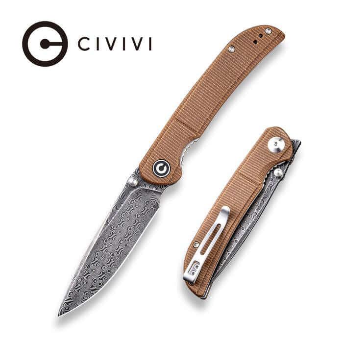 Civivi Imperium Linerlock Brown Micarta Damascus steel - Knives.mx