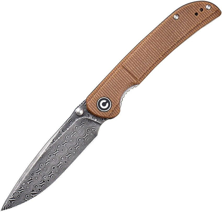 Civivi Imperium Linerlock Brown Micarta Damascus steel - Knives.mx