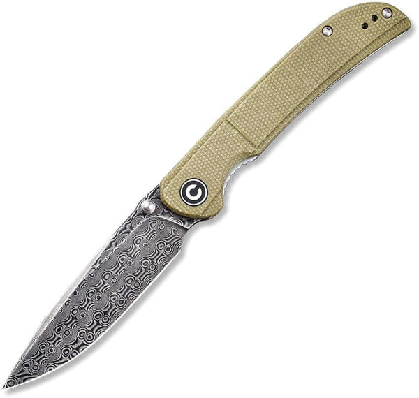 Civivi Imperium Linerlock Olive Micarta Damascus steel - Knives.mx