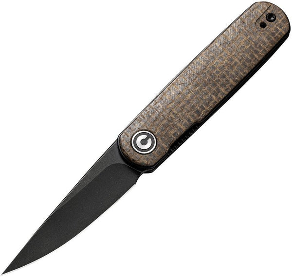 Civivi Lumi Brown Burlap Micarta Black Stonewashed 14C28N - Knives.mx