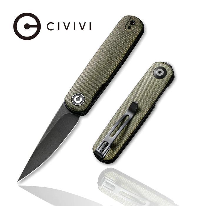 Civivi Lumi Linerlock Green Canvas Micarta Black Stonewash 14C28N Sandvik - Knives.mx