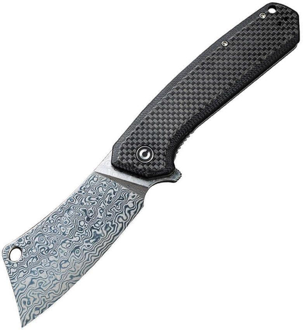 Civivi Mastodon Black Twill Carbon Fiber Overlay On G10 Handle Damascus - Knives.mx