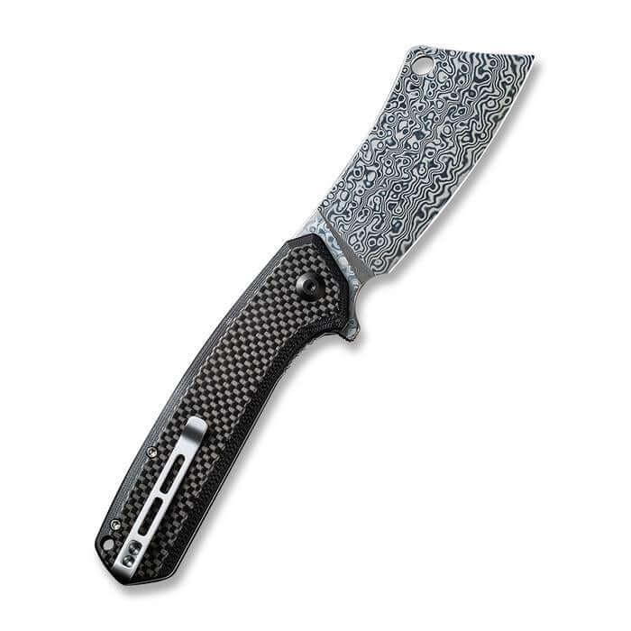 Civivi Mastodon Black Twill Carbon Fiber Overlay On G10 Handle Damascus - Knives.mx