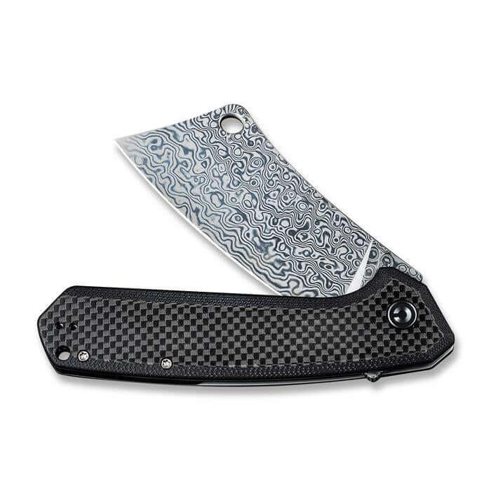 Civivi Mastodon Black Twill Carbon Fiber Overlay On G10 Handle Damascus - Knives.mx
