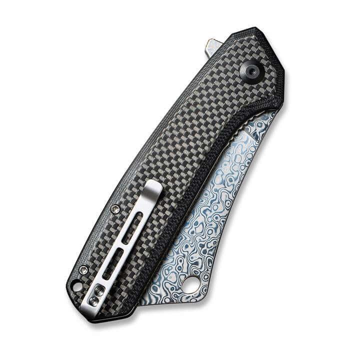 Civivi Mastodon Black Twill Carbon Fiber Overlay On G10 Handle Damascus - Knives.mx