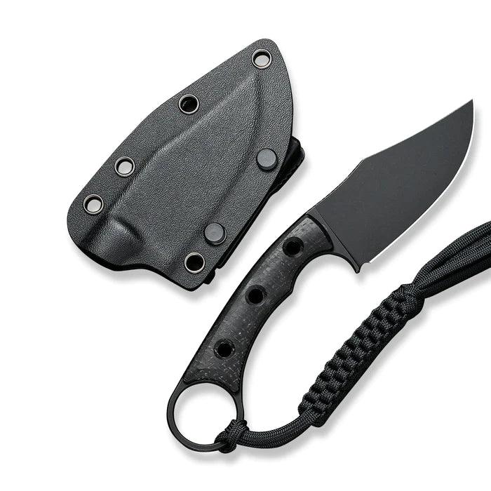 Civivi Midwatch Fixed Blade Black Burlap Micarta Black Stonewashed Clip Point Bohler N690 - Knives.mx