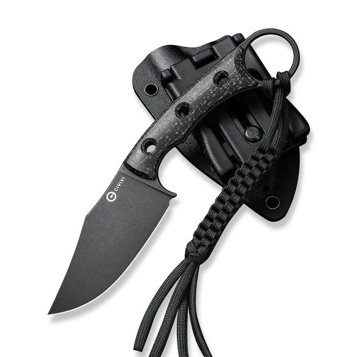 Civivi Midwatch Fixed Blade Black Burlap Micarta Black Stonewashed Clip Point Bohler N690 - Knives.mx