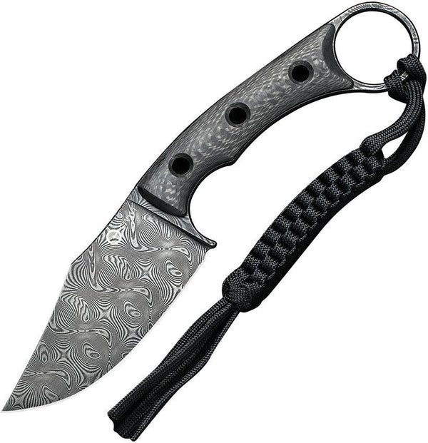 Civivi Midwatch Fixed Blade Black Twill Carbon Fiber Clip Point Damascus - Knives.mx