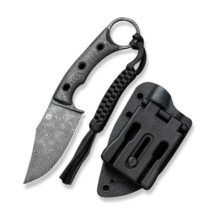 Civivi Midwatch Fixed Blade Black Twill Carbon Fiber Clip Point Damascus - Knives.mx