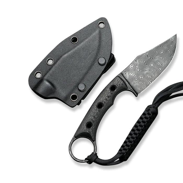 Civivi Midwatch Fixed Blade Black Twill Carbon Fiber Clip Point Damascus - Knives.mx