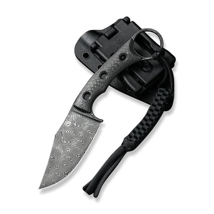 Civivi Midwatch Fixed Blade Black Twill Carbon Fiber Clip Point Damascus - Knives.mx