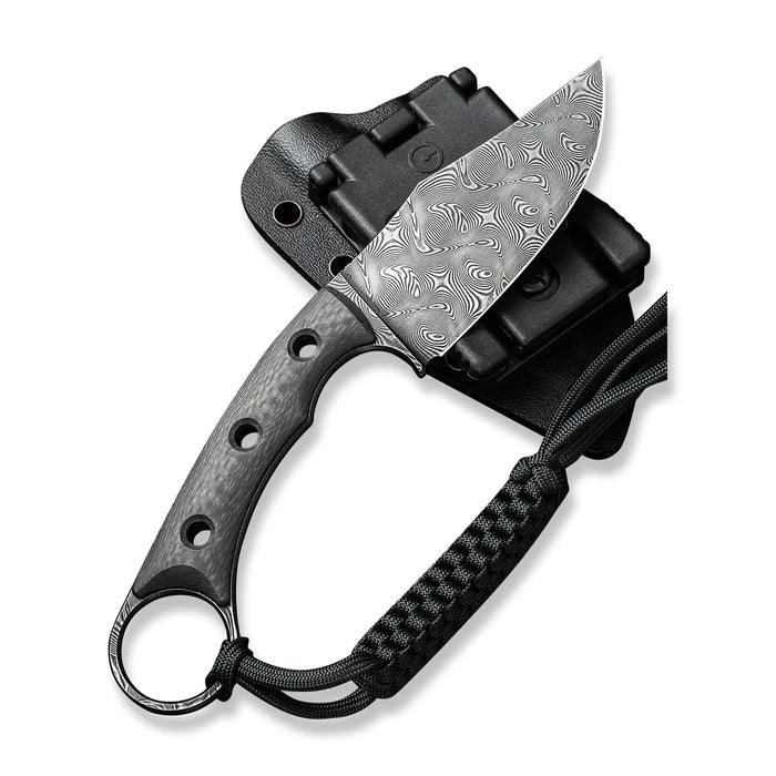 Civivi Midwatch Fixed Blade Black Twill Carbon Fiber Clip Point Damascus - Knives.mx