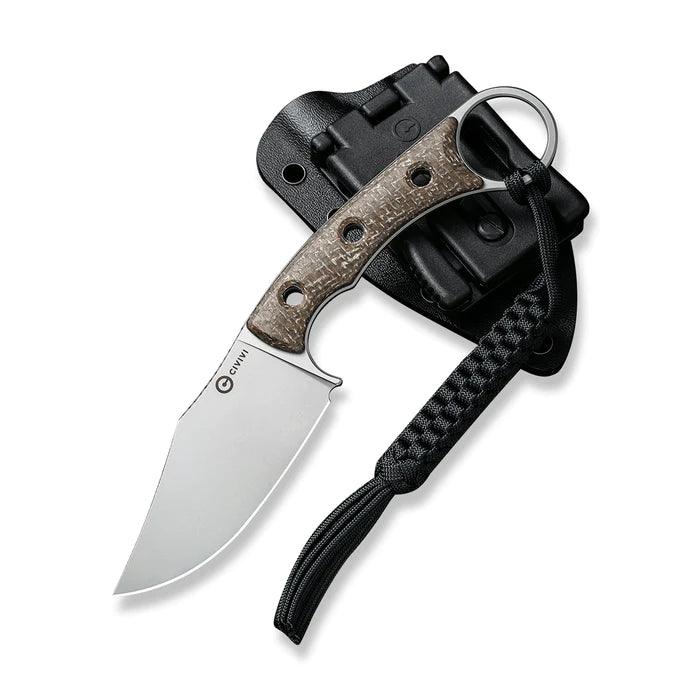 Civivi Midwatch Fixed Blade Brown Burlap Micarta Bead Blasted Clip Point Bohler N690 - Knives.mx