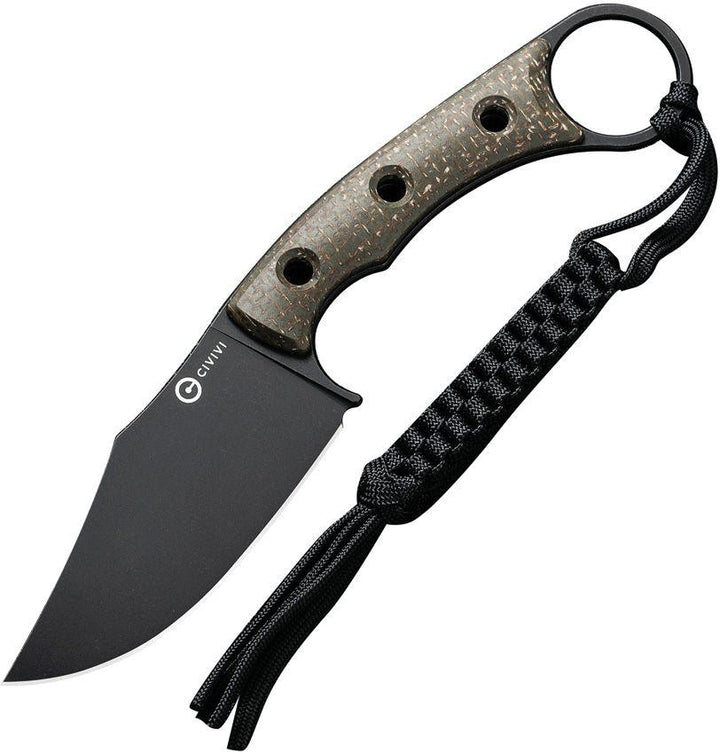 Civivi Midwatch Fixed Blade Green Burlap Micarta Black Stonewashed Clip Point Bohler N690 - Knives.mx