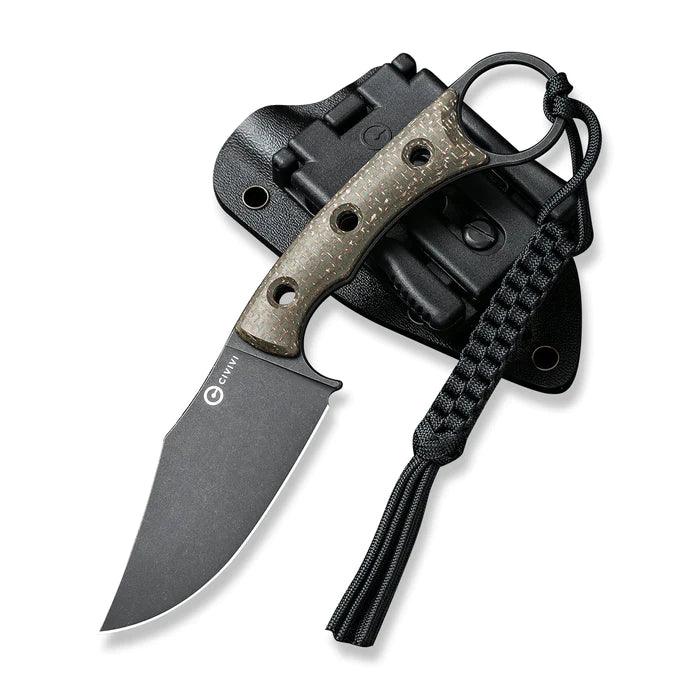 Civivi Midwatch Fixed Blade Green Burlap Micarta Black Stonewashed Clip Point Bohler N690 - Knives.mx