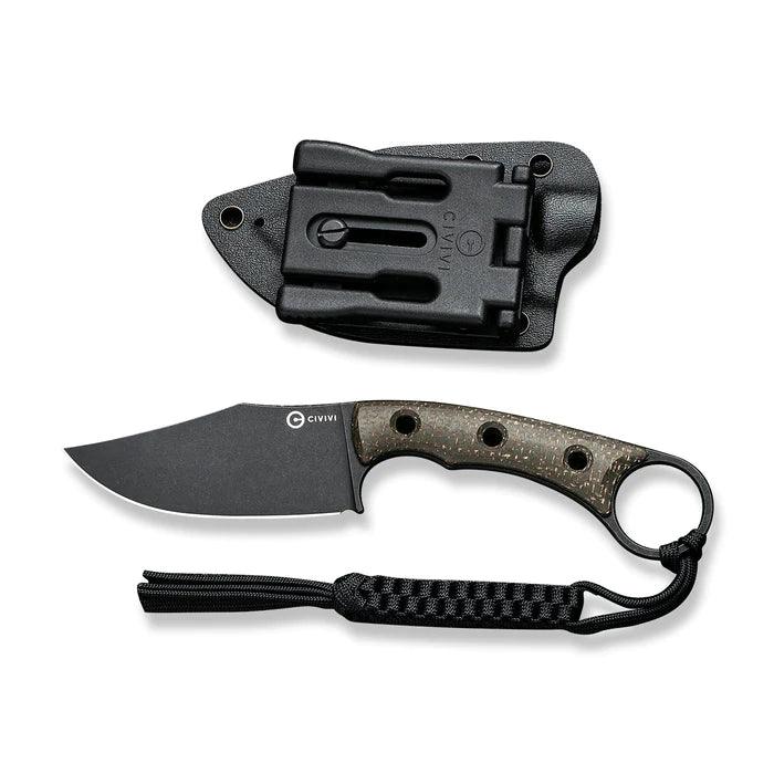 Civivi Midwatch Fixed Blade Green Burlap Micarta Black Stonewashed Clip Point Bohler N690 - Knives.mx