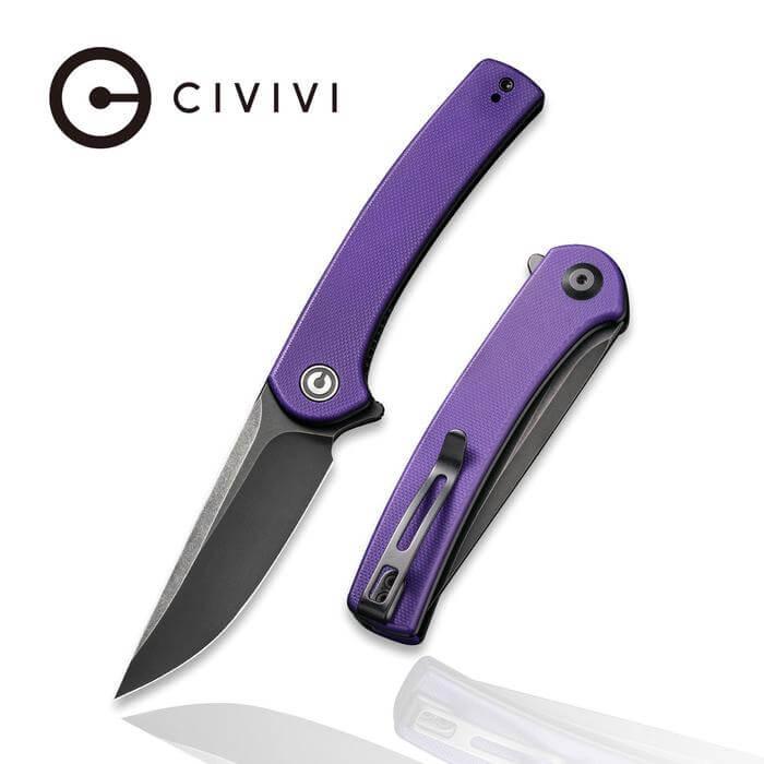 Civivi Mini Asticus Linerlock Purple G10 Black Stonewashed 10Cr15CoMoV - Knives.mx