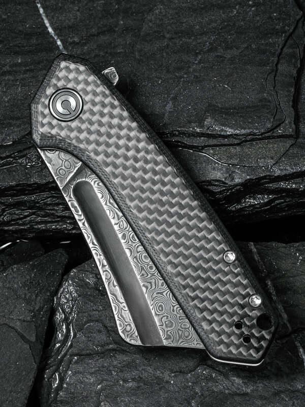 Civivi Mini Bullmastiff Carbon Fiber on G10 Damascus - Knives.mx