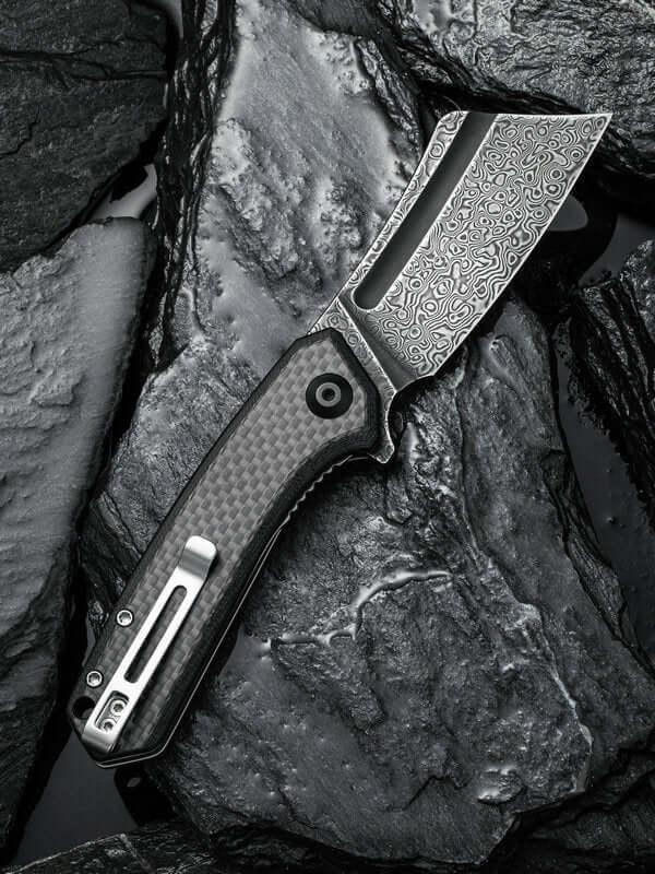 Civivi Mini Bullmastiff Carbon Fiber on G10 Damascus - Knives.mx
