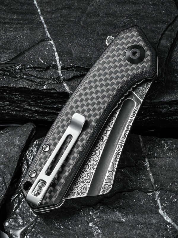 Civivi Mini Bullmastiff Carbon Fiber on G10 Damascus - Knives.mx