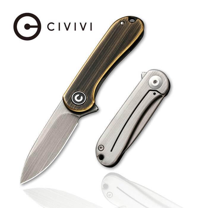 Civivi Mini Elementum Framelock Brass Hand Rubbed 14C28N Sandvik - Knives.mx