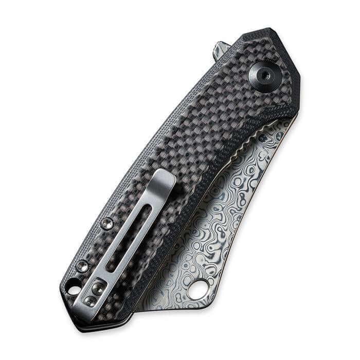 Civivi Mini Mastodon Twill Carbon Fiber Overlay On Black G10 Handle Damascus - Knives.mx
