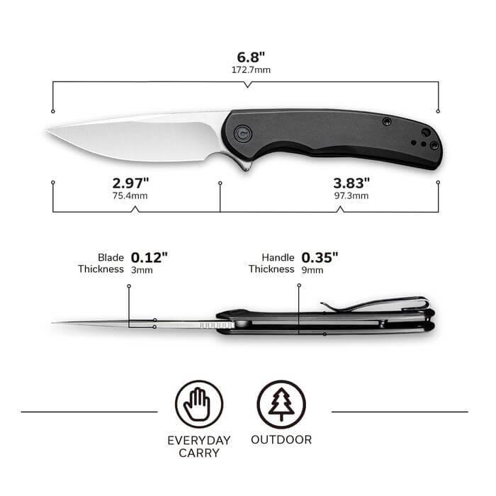 Civivi Nox Framelock Black Stainless Satin Nitro V Steel - Knives.mx