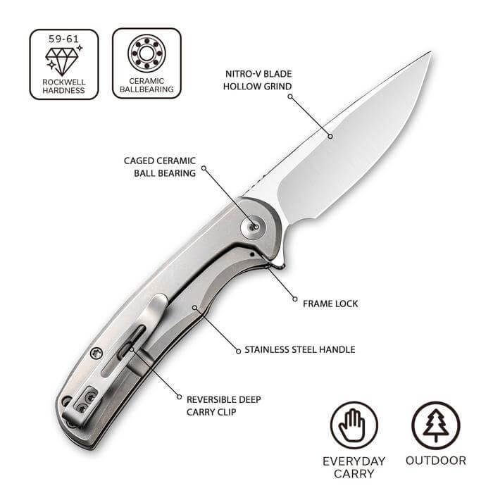 Civivi Nox Framelock Gray Stainless Nitro V Steel Blade - Knives.mx