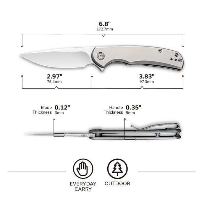 Civivi Nox Framelock Gray Stainless Nitro V Steel Blade - Knives.mx
