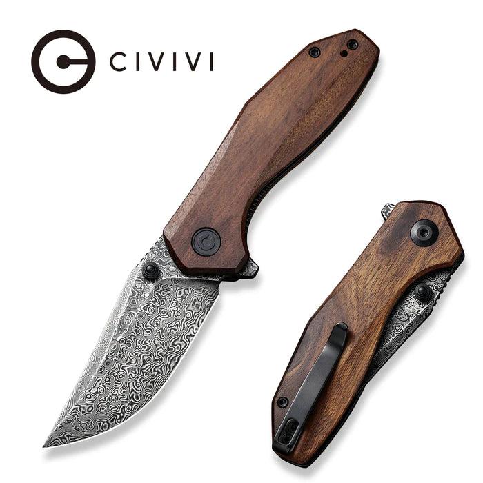 Civivi ODD 22 Linerlock Cuibourtia Wood Clip Point Damascus - Knives.mx