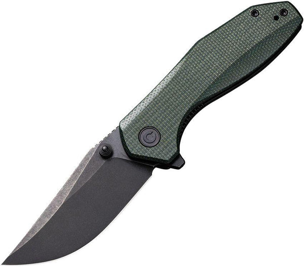 Civivi ODD 22 Linerlock Green Canvas Micarta Black Stonewashed Clip Point 14C28N - Knives.mx