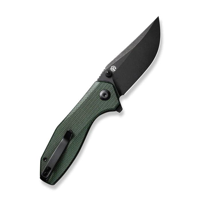 Civivi ODD 22 Linerlock Green Canvas Micarta Black Stonewashed Clip Point 14C28N - Knives.mx