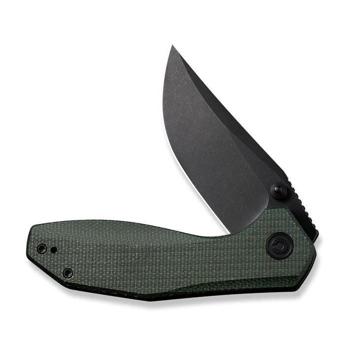 Civivi ODD 22 Linerlock Green Canvas Micarta Black Stonewashed Clip Point 14C28N - Knives.mx