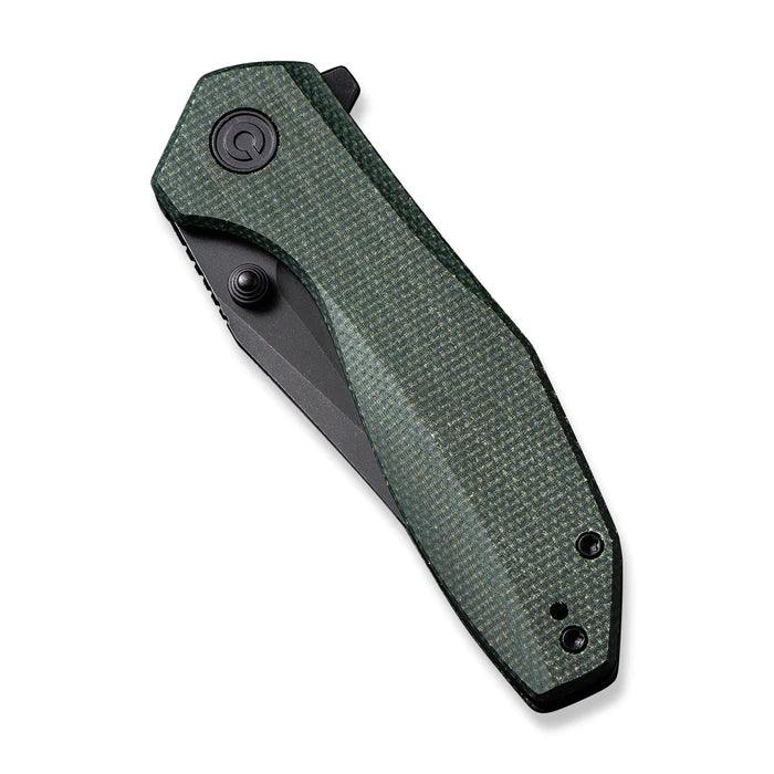 Civivi ODD 22 Linerlock Green Canvas Micarta Black Stonewashed Clip Point 14C28N - Knives.mx