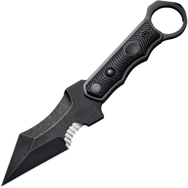 Civivi Orthrus Fixed Blade Black G10 Contoured Stonewashed Nitro-V - Knives.mx