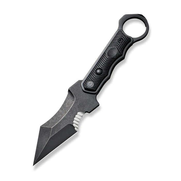 Civivi Orthrus Fixed Blade Black G10 Contoured Stonewashed Nitro-V - Knives.mx