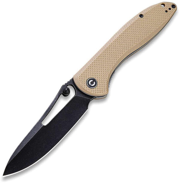 Civivi Picaro Linerlock Tan Coarse G10 Black Stonewash D2 - Knives.mx
