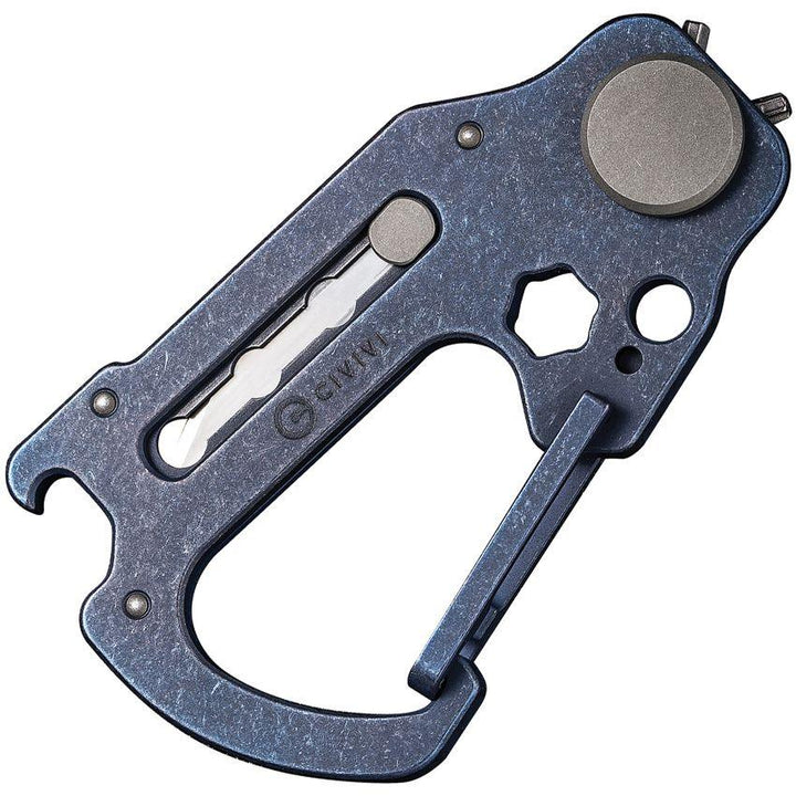 Civivi Polymorph Carabiner Multitool Blue Stonewash Titanium Replaceable 9Cr18MoV - Knives.mx