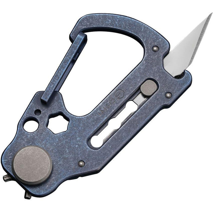 Civivi Polymorph Carabiner Multitool Blue Stonewash Titanium Replaceable 9Cr18MoV - Knives.mx